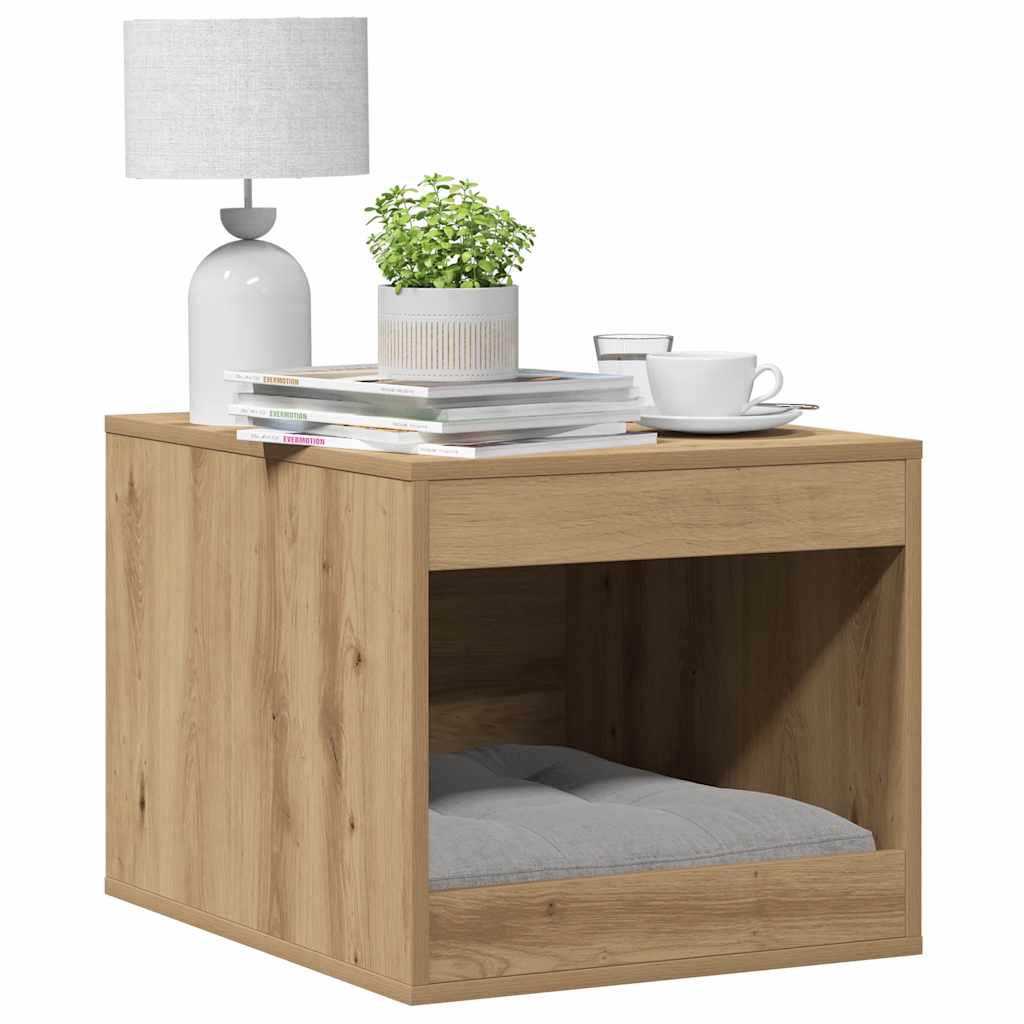Vidaxxl litière pour chat 47x59x42 cm en bois travaillé, couleur chêne artisanal