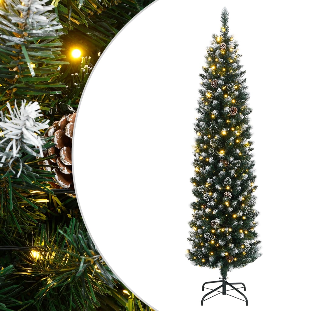 VidaXL Sapin de Noël artificiel étroit avec 300 LED 180 cm