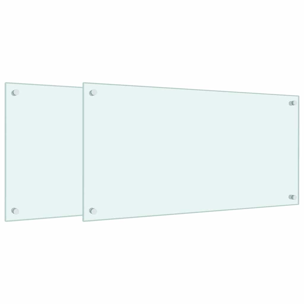 VidaXL Pare-éclaboussures de cuisine 2 pcs 80x40 cm verre trempé blanc