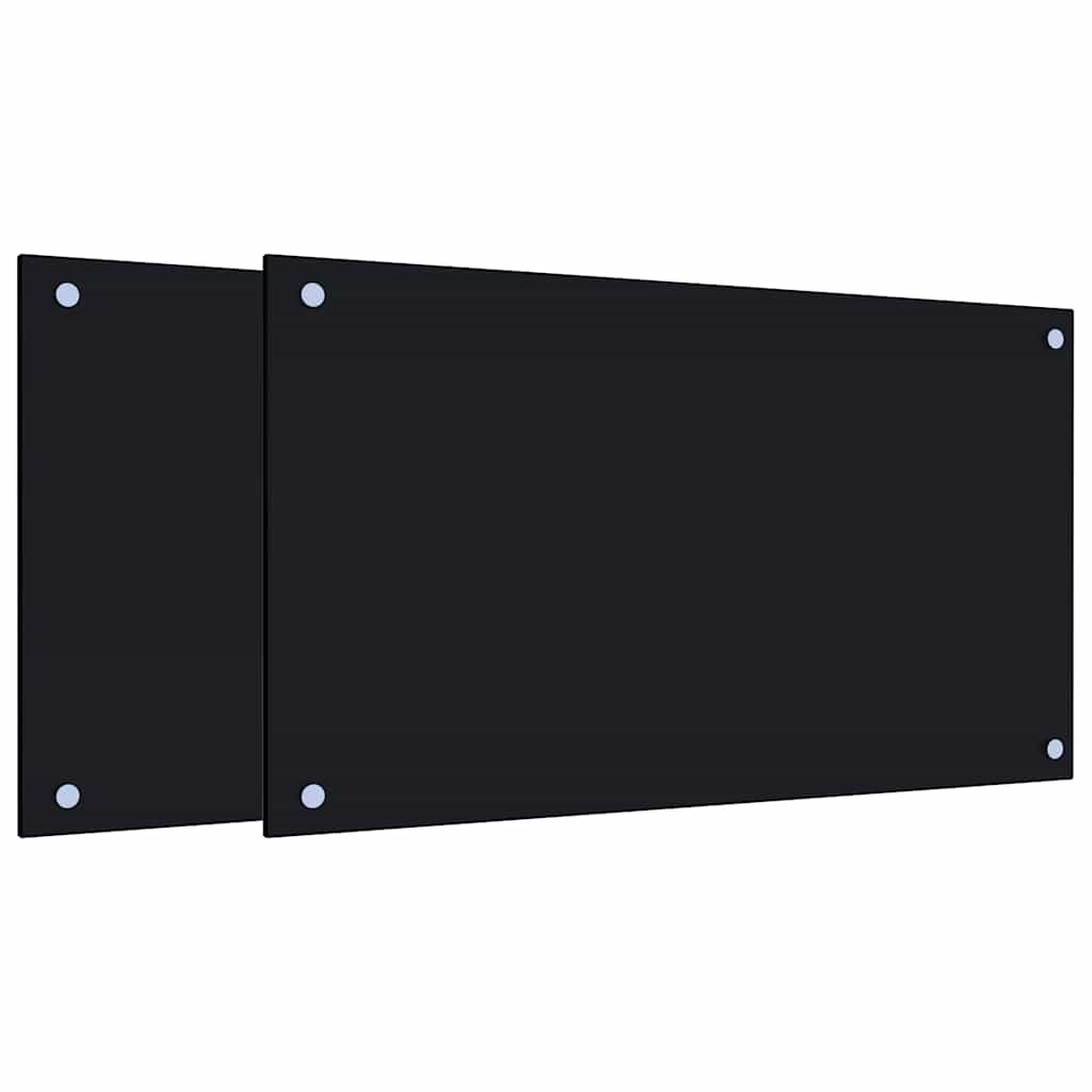 VidaXL Pare-éclaboussures de cuisine 2 pcs 70x40 cm verre trempé noir
