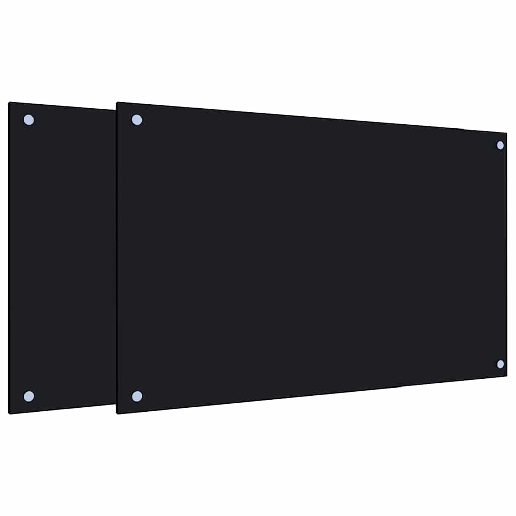 VidaXL Pare-éclaboussures de cuisine 2 pcs 80x50 cm verre trempé noir