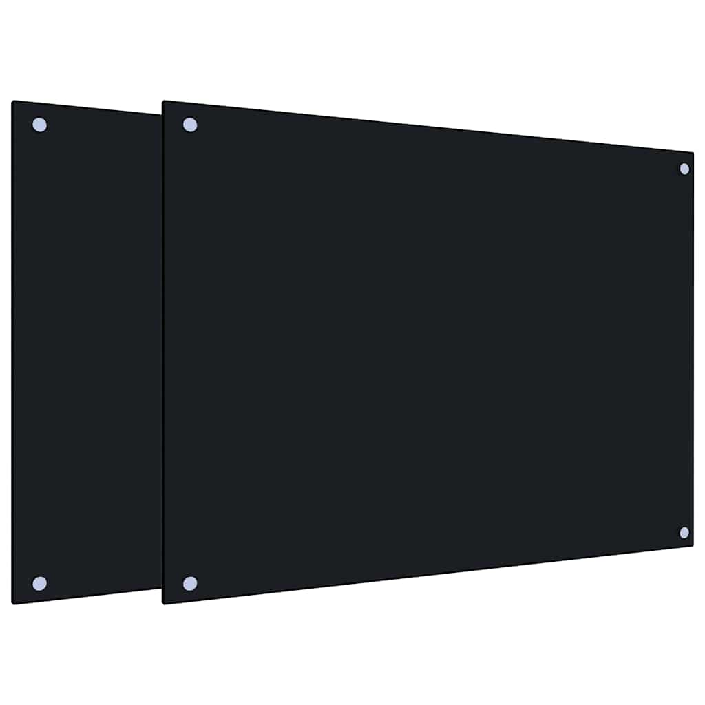 VidaXL Pare-éclaboussures de cuisine 2 pcs 80x60 cm verre trempé noir