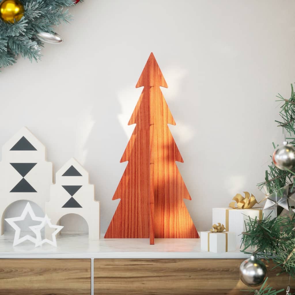 Vidaxx Décoration de Noël Sapin de Noël 59,5 cm en bois de pin massif, marron lavé