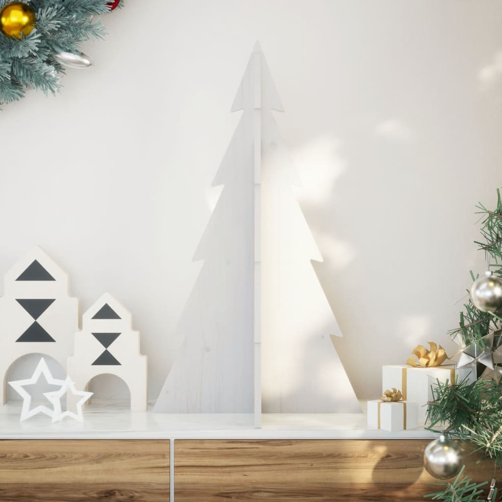 Vidaxx décoration de Noël sapin de Noël 80 cm bois de pin massif blanc