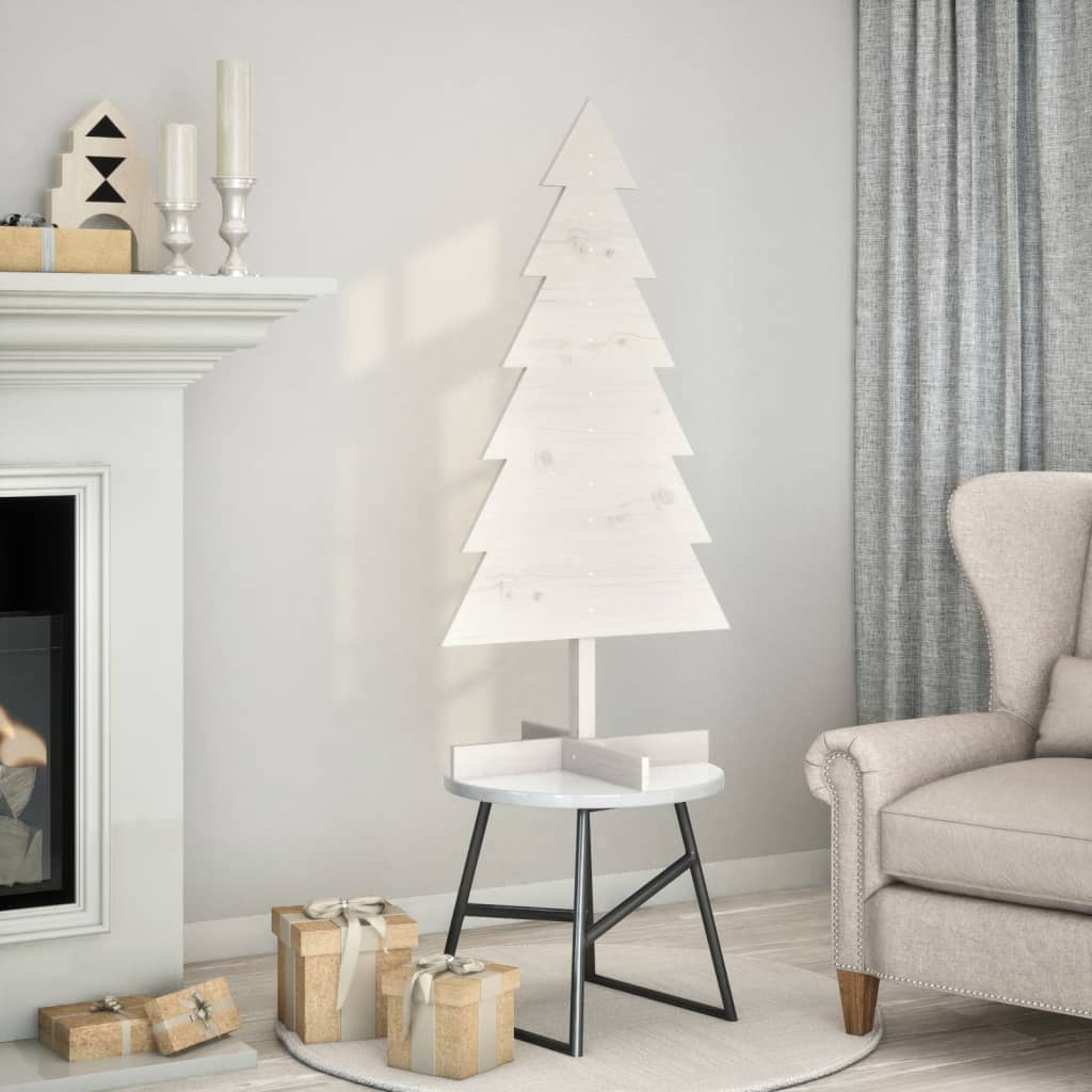 Vidaxx décoration de Noël sapin de Noël 120 cm bois de pin massif blanc