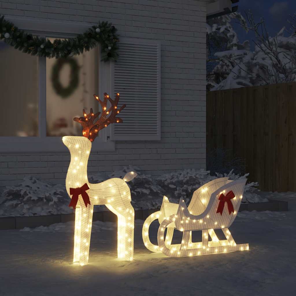 VidaXL décoration de Noël renne et traîneau 100 LED blanc froid