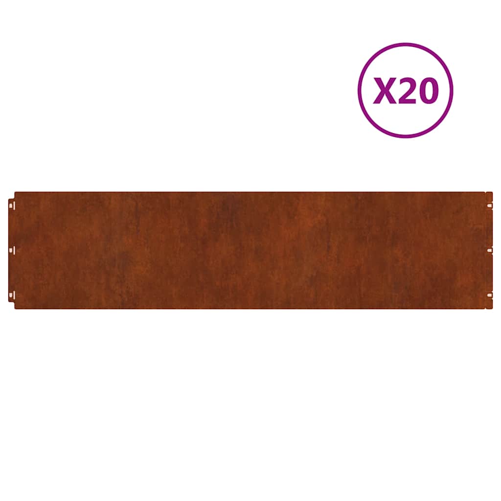 Vidaxx bordures de gazon 20 pcs 25x103 cm acier flexible résistant aux intempéries