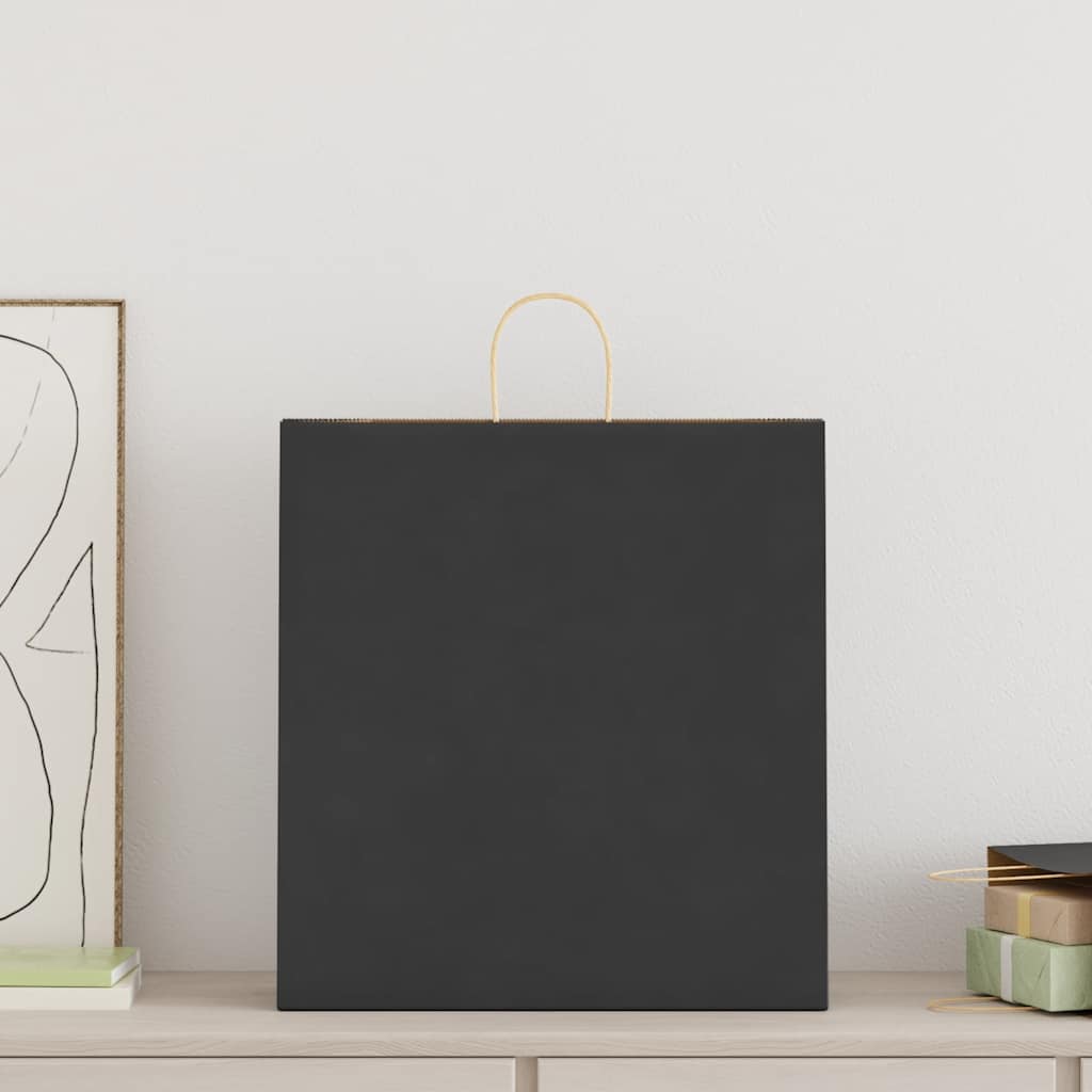 Vidaxl papieren zakken 250 st met hengsels 45x17x48 cm zwart