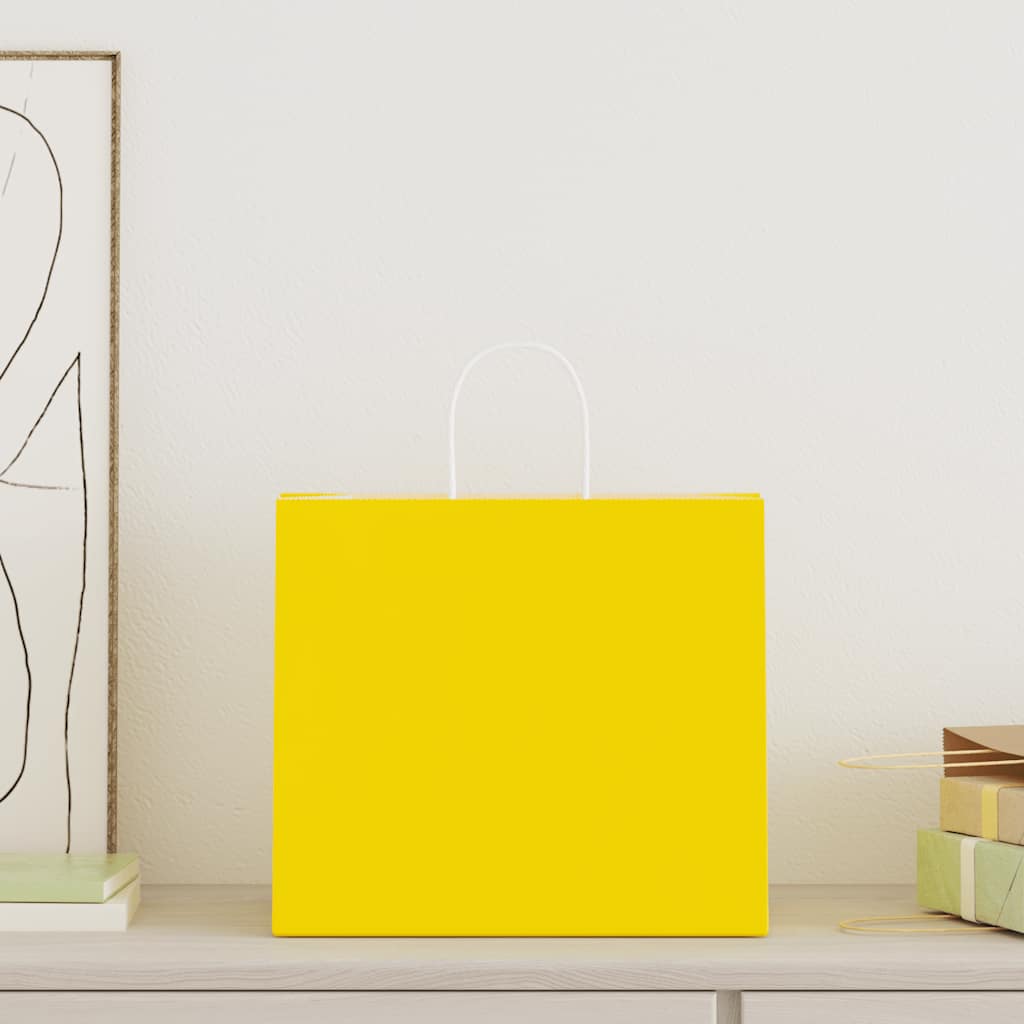 Vidaxl papieren zakken 250 st met hengsels 32x22x28 cm geel