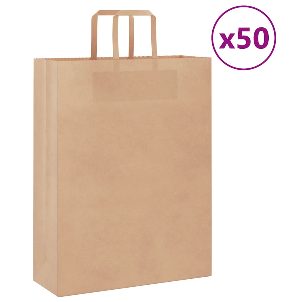 Vidaxl papieren zakken 50 st met hengsels 32x12x42 cm bruin