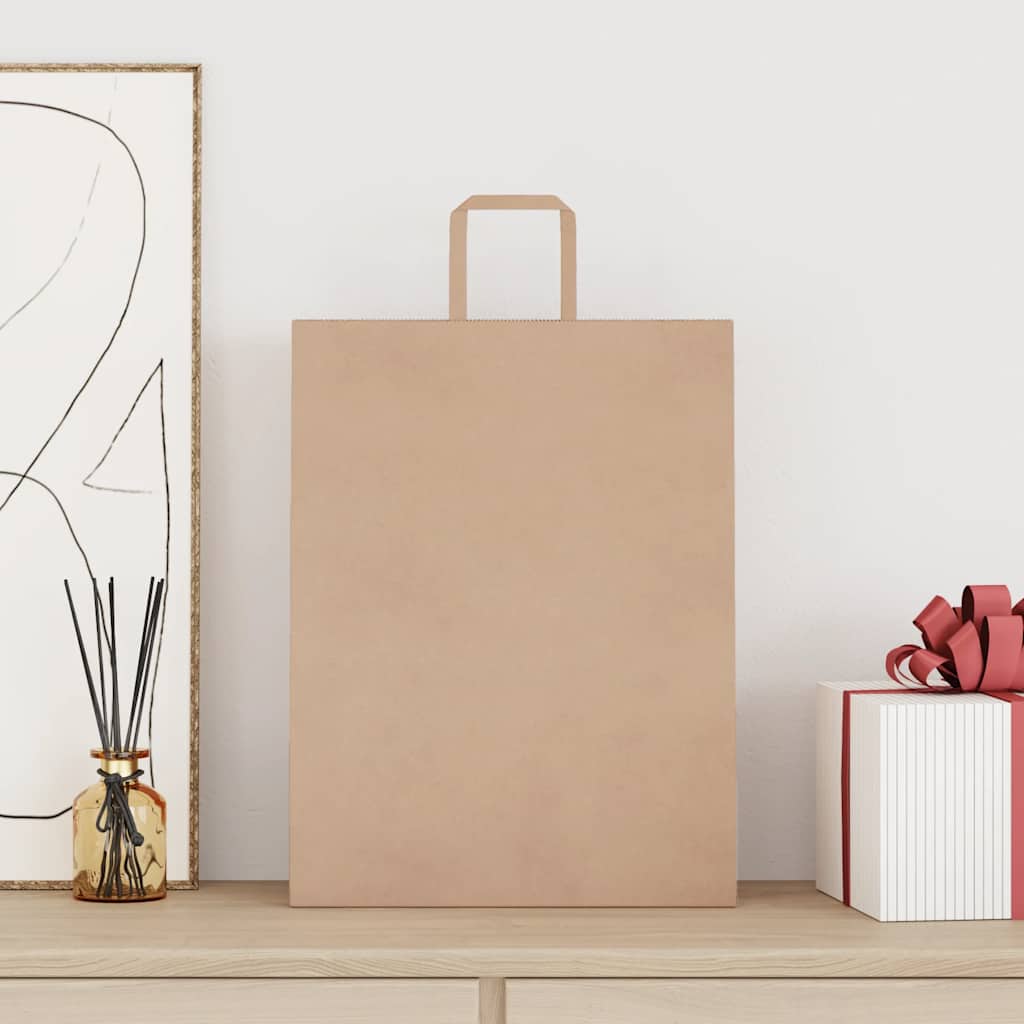 Vidaxl papieren zakken 50 st met hengsels 32x12x42 cm bruin