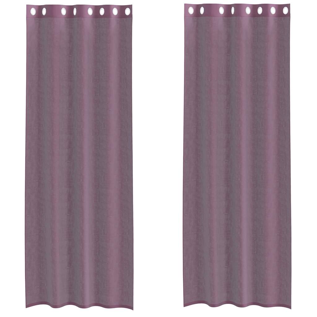 Vidaxl gordijnen voile met doorvoertules 2 st paars 140x260 cm