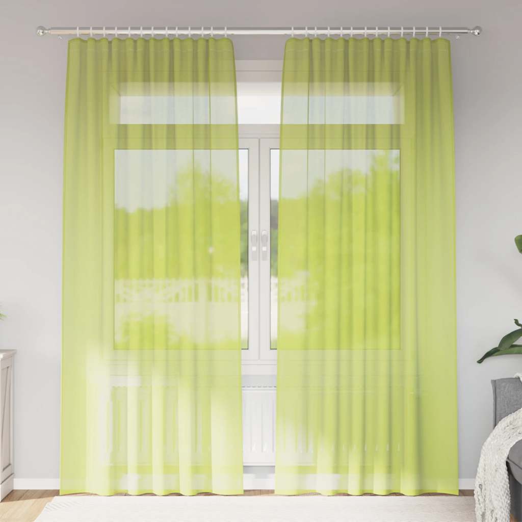 Vidaxl gordijnen voile met roedezakken 2 st appelgroen