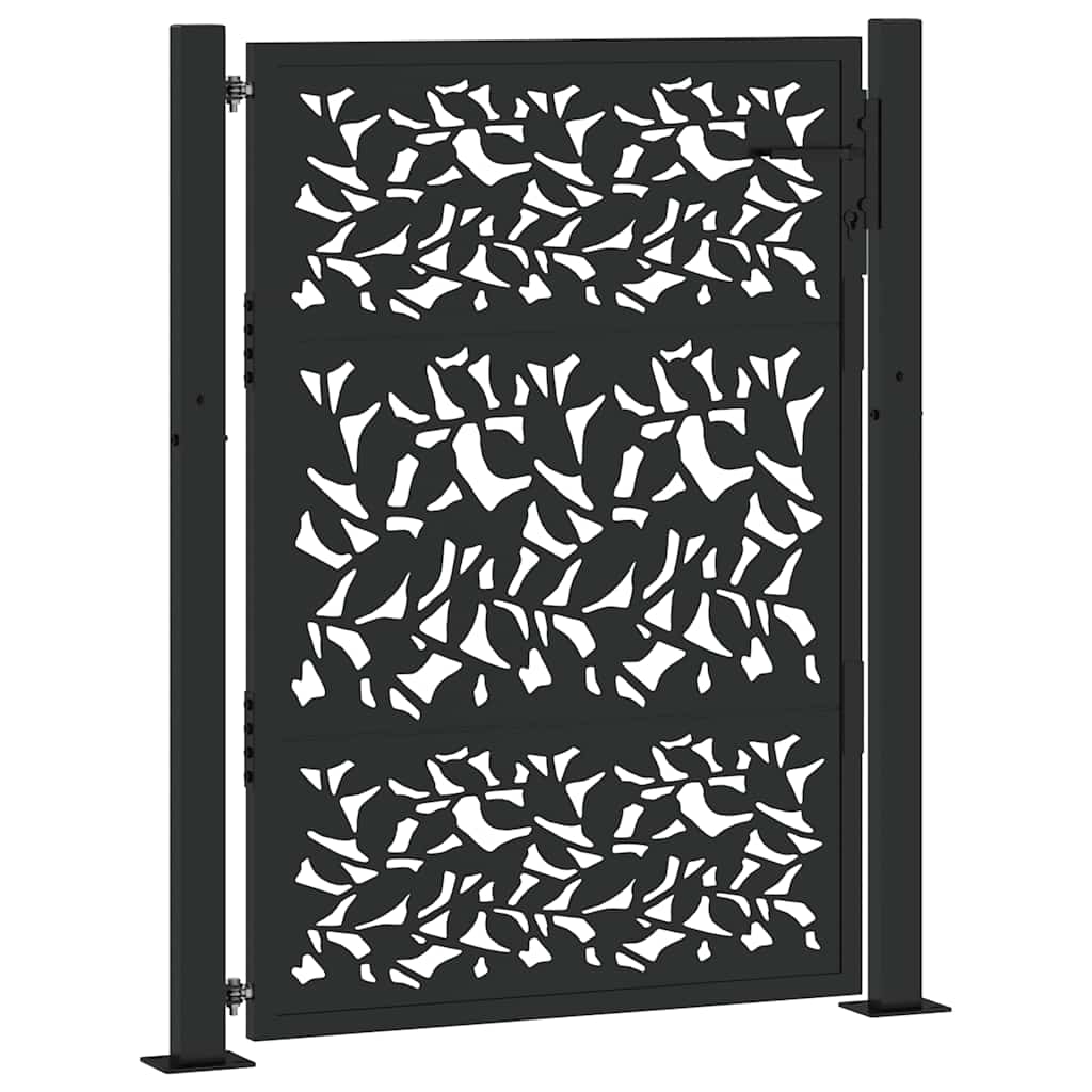 Vidaxl poort met bladontwerp 100x125 cm staal zwart