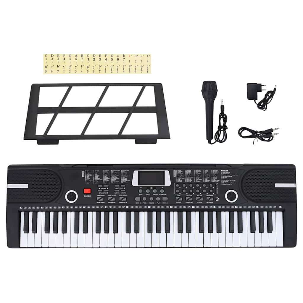 Vidaxxl clavier électrique piano 61 touches avec pupitre