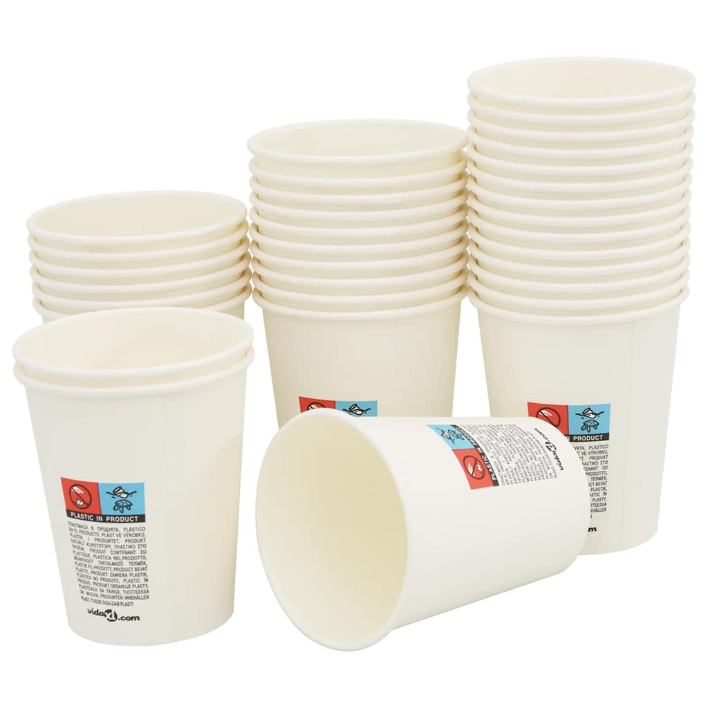 VidaXL tasses à café en papier 1000 pcs 8oz 200 ml blanc