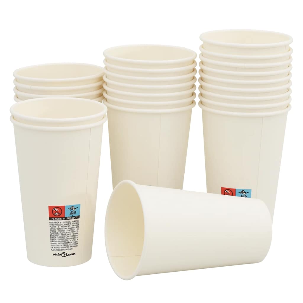 VidaXL tasses à café en papier 1000 pcs 16oz 400 ml blanc