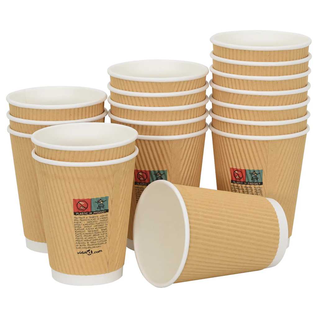 VidaXL tasses à café en papier 500 pcs 12oz 300 ml marron