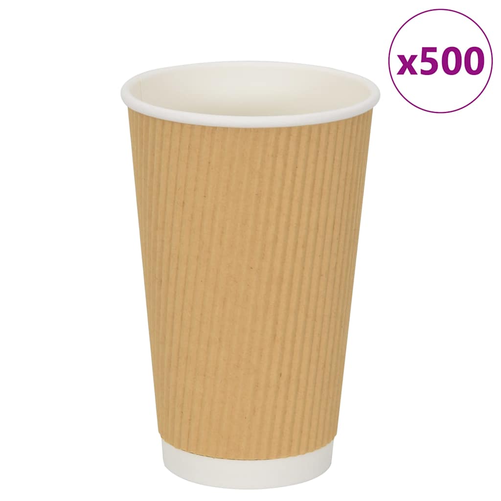 VidaXL tasses à café en papier 500 pcs 16oz 400 ml marron