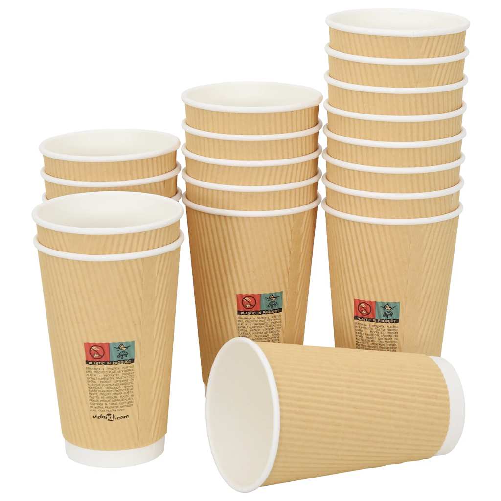 VidaXL tasses à café en papier 500 pcs 16oz 400 ml marron