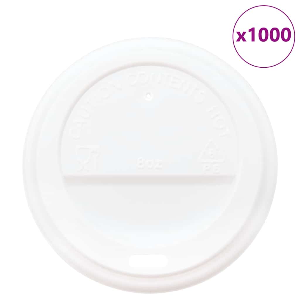 Vidaxxl couvercles pour tasses à café en papier ø80 mm 8oz 1000 pcs plastique blanc