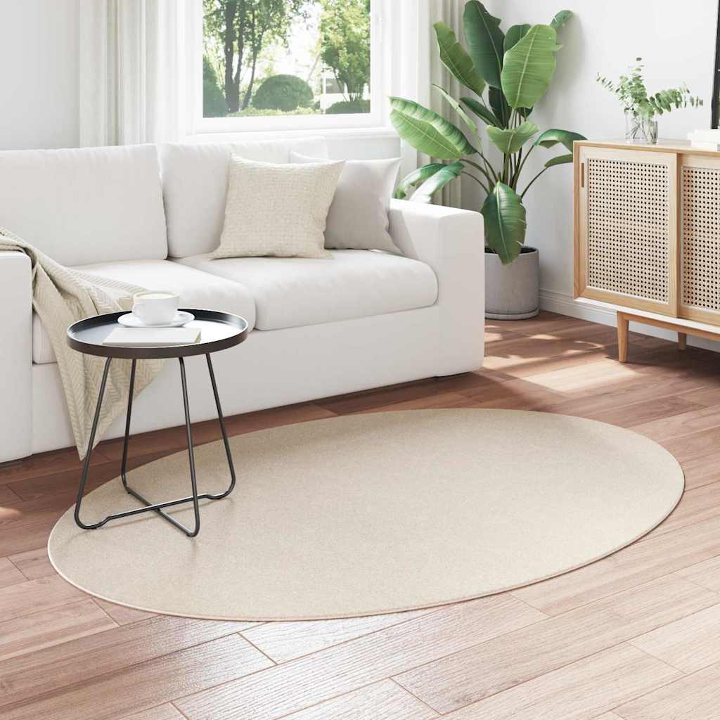 Vidaxl vloerkleden ovaal huarte beige 120 x 170 cm 100% polyester