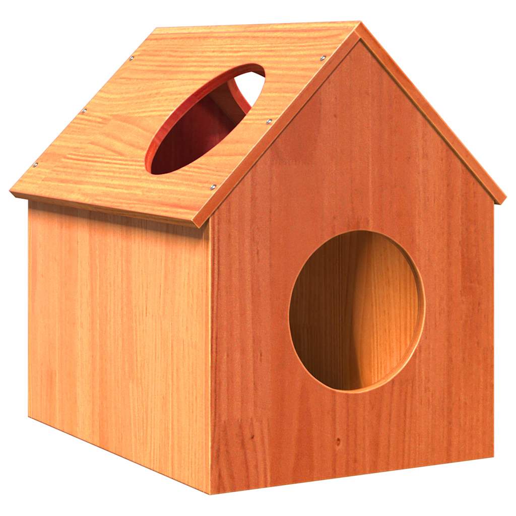 Vidaxxl maison pour chat 41x50x50 cm bois de pin massif, marron lavé