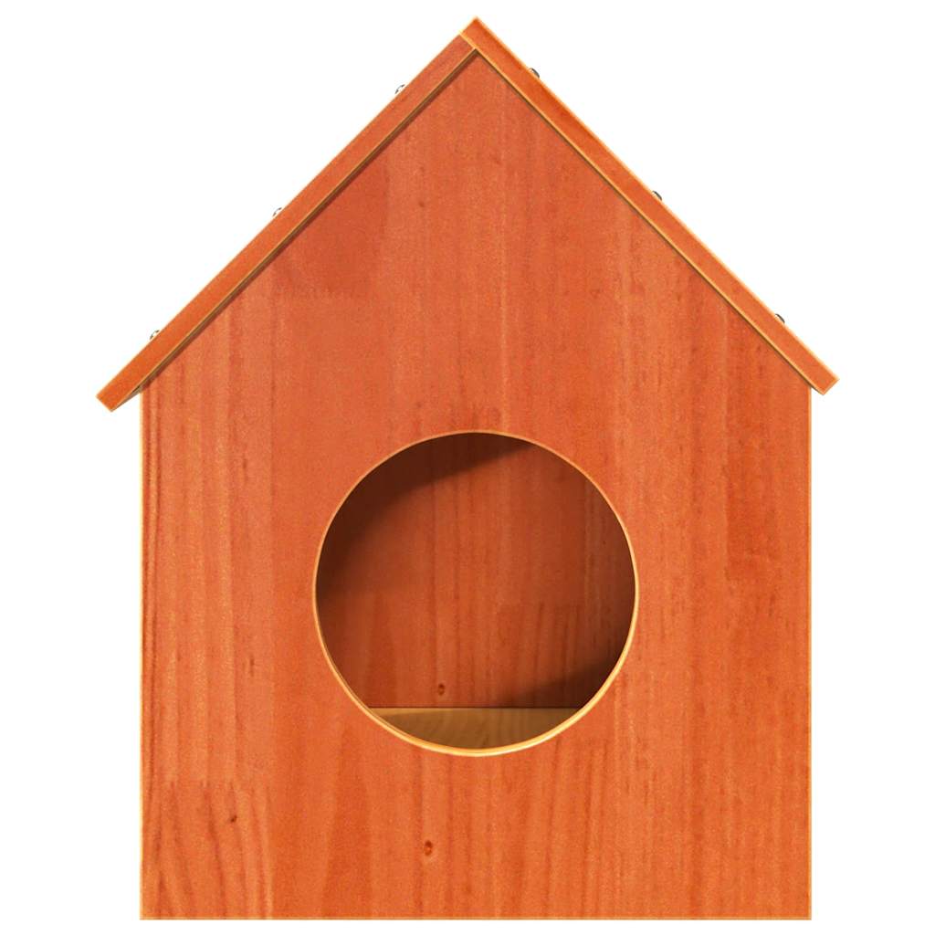 Vidaxxl maison pour chat 41x50x50 cm bois de pin massif, marron lavé