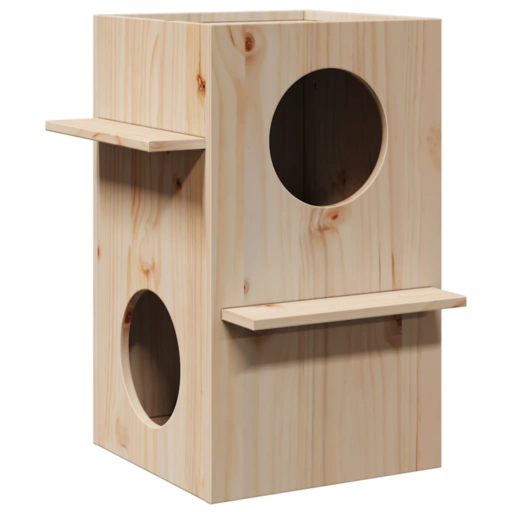 Vidaxxl maison pour chat 43x43x60 cm bois de pin massif