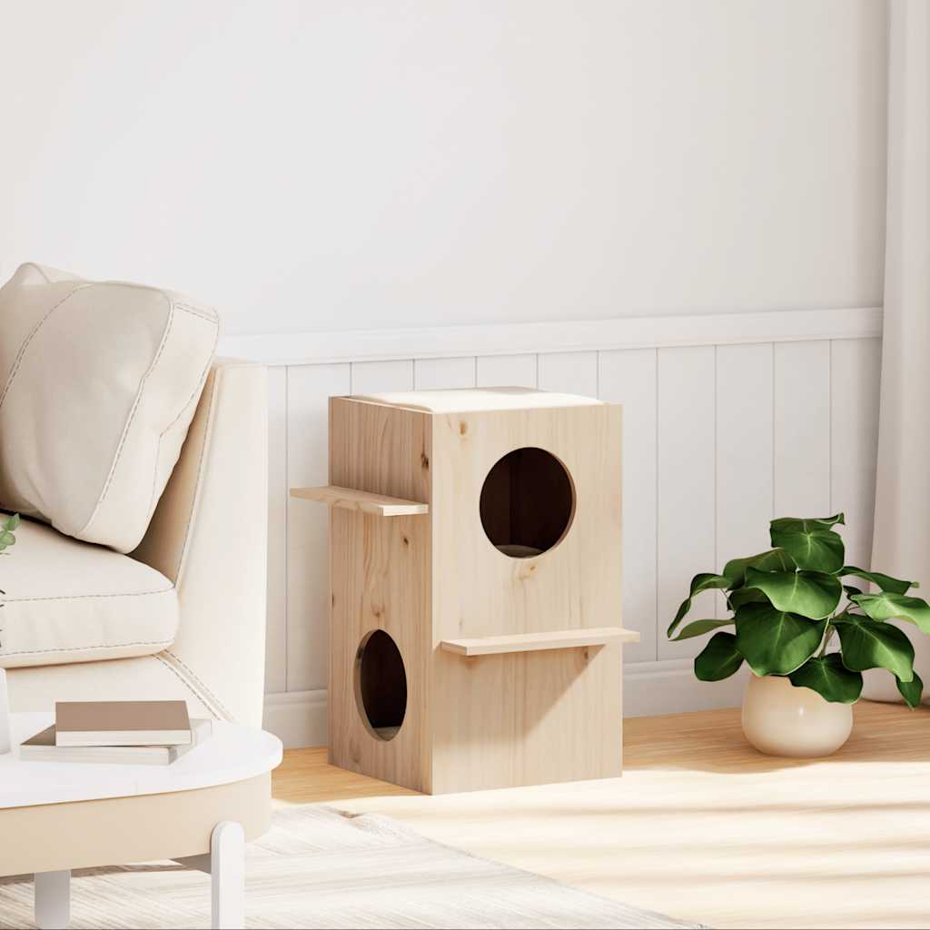 Vidaxxl maison pour chat 43x43x60 cm bois de pin massif