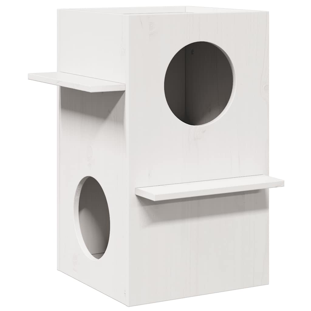 VidaXL maison pour chat 43x43x60 cm bois de pin massif blanc
