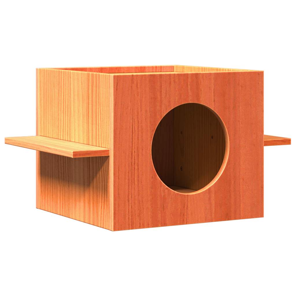 Vidaxxl maison pour chat 51x35x30 cm bois de pin massif, marron lavé