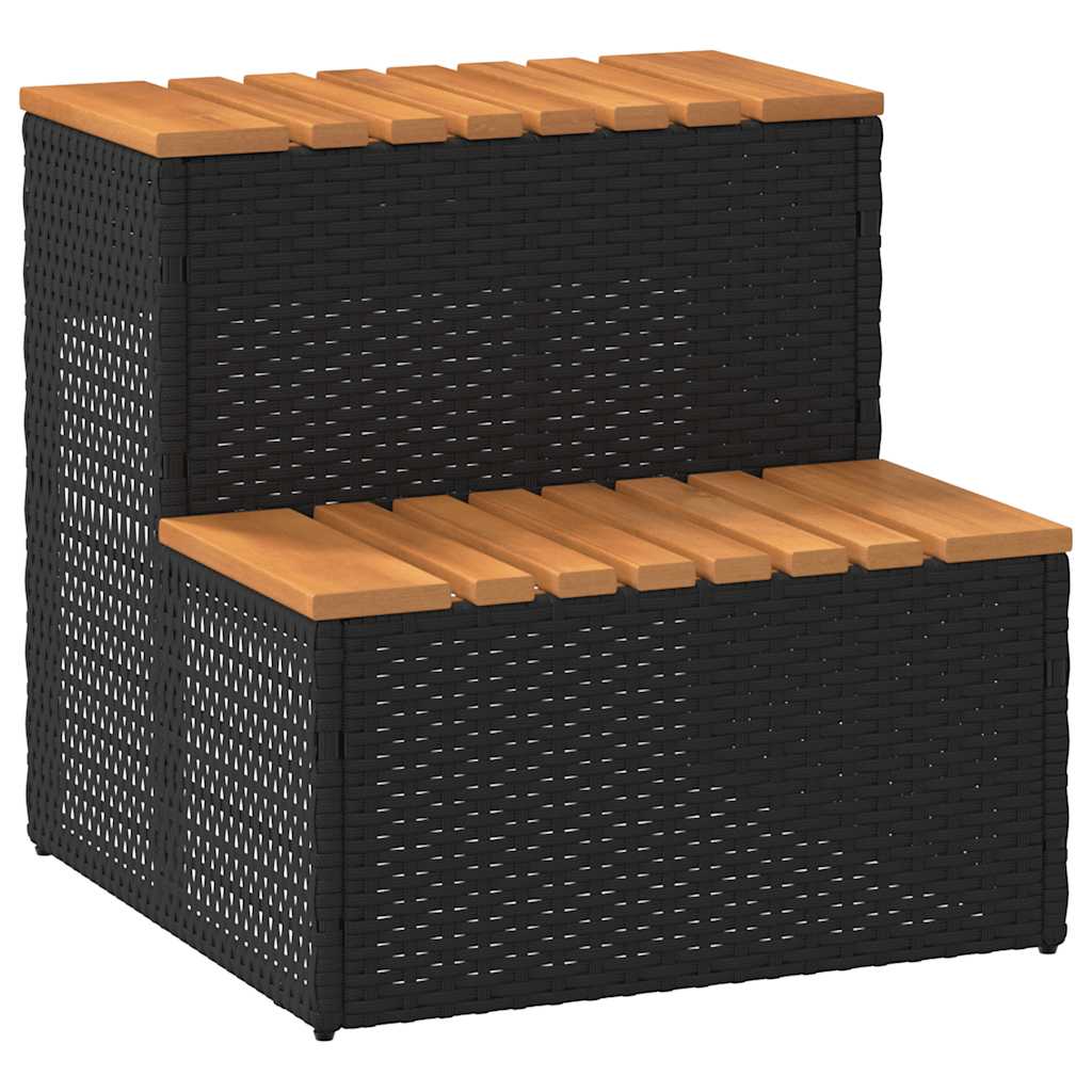 Vidaxx marche de spa 50x50x50,5cm polyrotin bois d'acacia massif noir