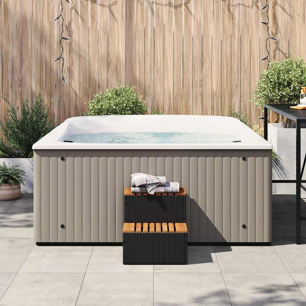 Vidaxx marche de spa 50x50x50,5cm polyrotin bois d'acacia massif noir