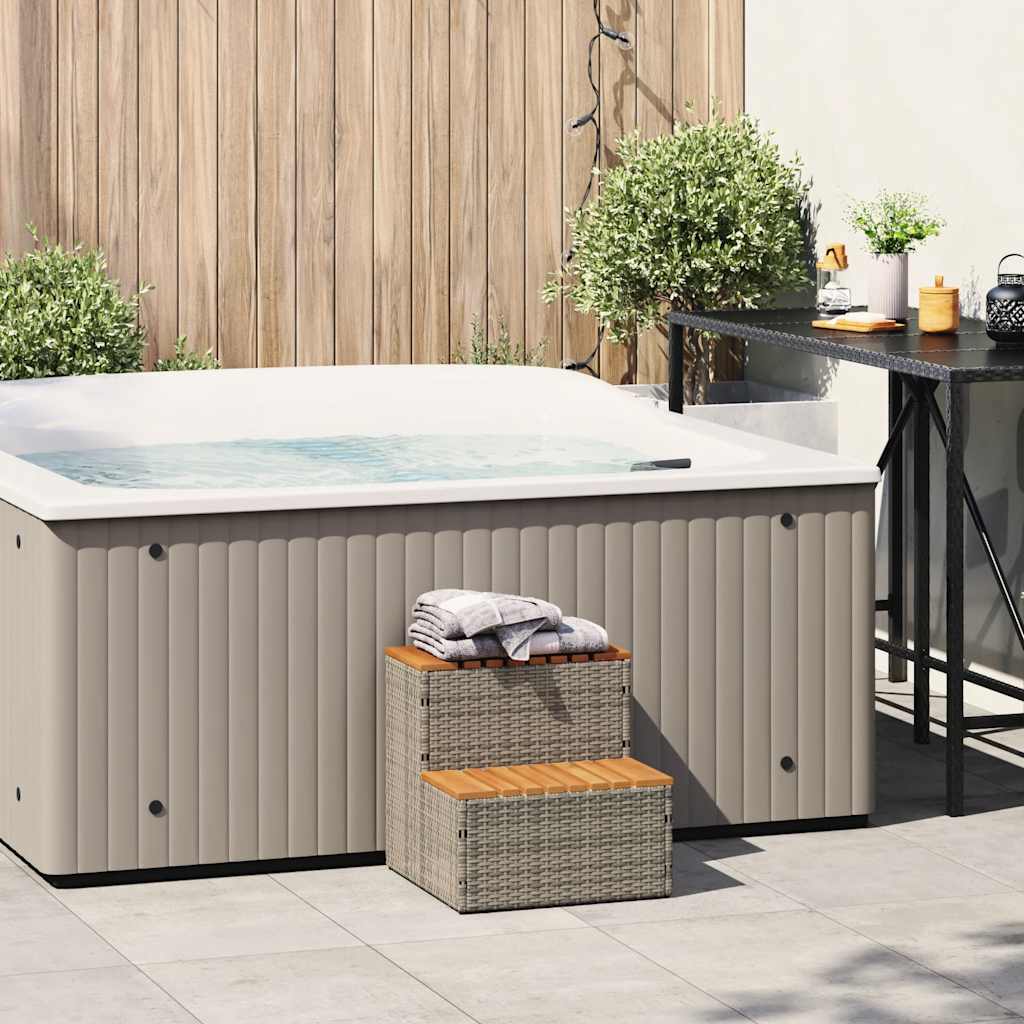 Vidaxx marche de spa 50x50x50,5cm polyrotin bois d'acacia massif gris