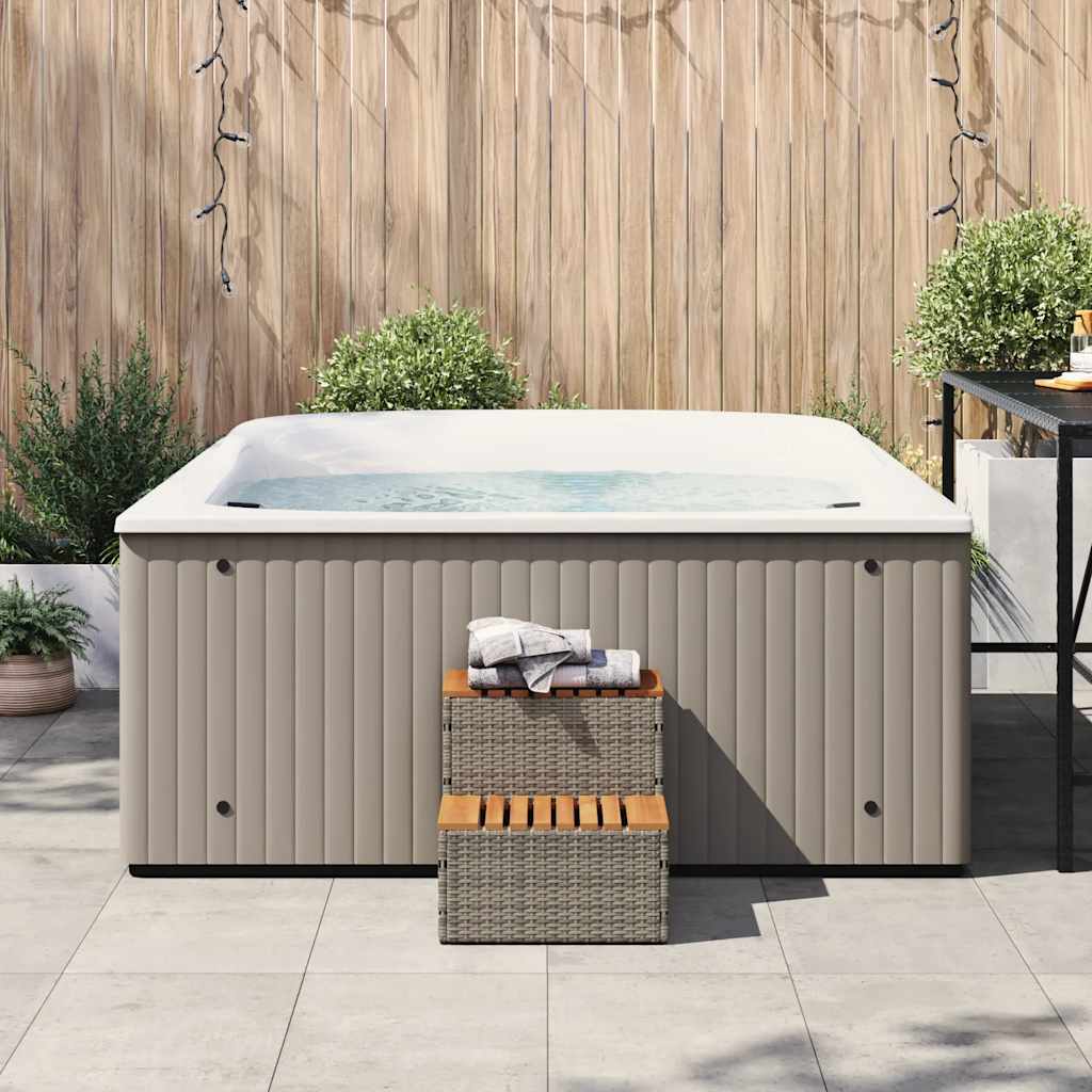 Vidaxx marche de spa 50x50x50,5cm polyrotin bois d'acacia massif gris