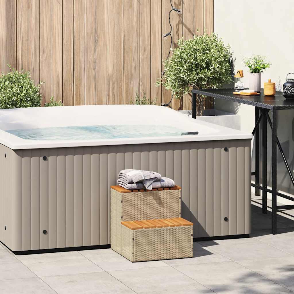 Vidaxx marche de spa 50x50x50,5cm polyrotin bois d'acacia massif beige