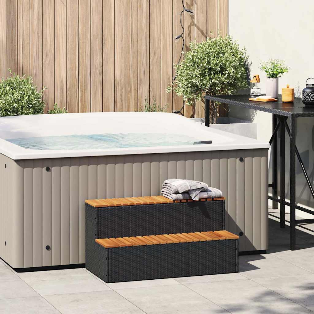 Vidaxx marche pour spa 100x50x50,5 cm polyrotin bois d'acacia massif