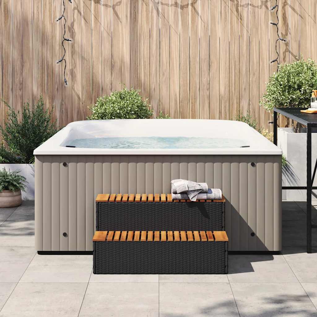 Vidaxx marche pour spa 100x50x50,5 cm polyrotin bois d'acacia massif