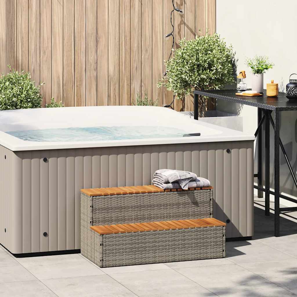 Vidaxx marche pour spa 100x50x50,5 cm polyrotin bois d'acacia massif