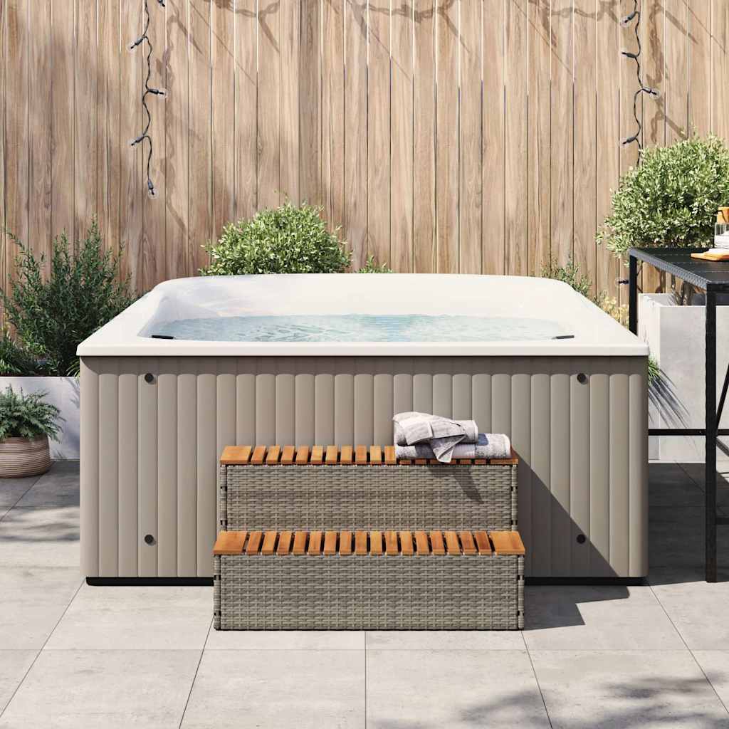 Vidaxx marche pour spa 100x50x50,5 cm polyrotin bois d'acacia massif