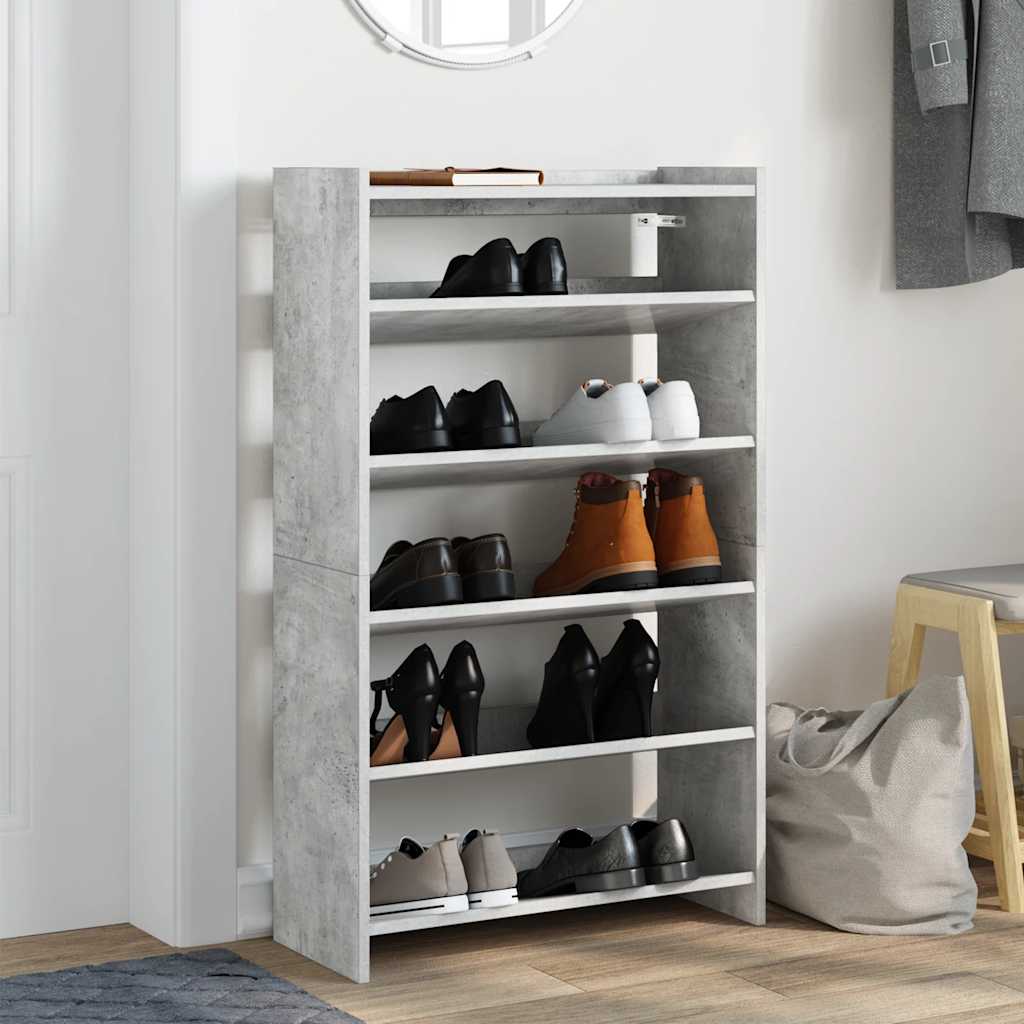 Vidaxx étagère à chaussures 60x25x100 cm bois d'ingénierie béton gris