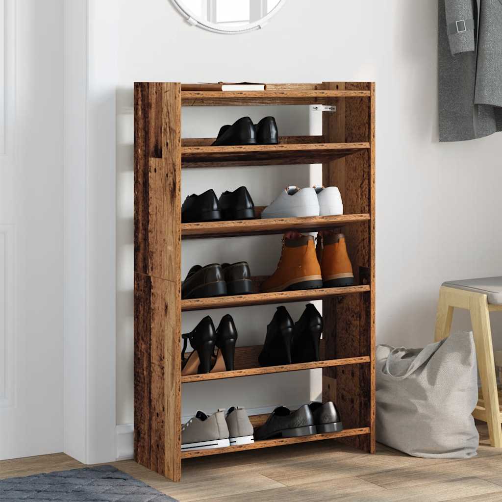 Vidaxx étagère à chaussures 60x25x100 cm bois fini, couleur bois ancien