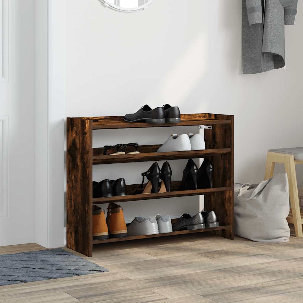 VidaXL étagère à chaussures 80x25x62 cm bois traité, chêne fumé
