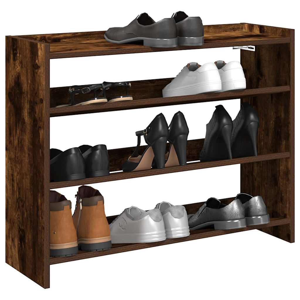 VidaXL étagère à chaussures 80x25x62 cm bois traité, chêne fumé