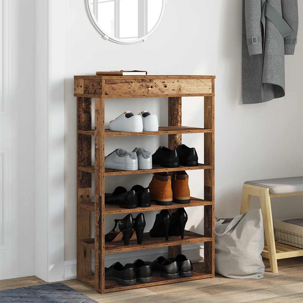 Vidaxx étagère à chaussures 60x30x98 cm bois fini, couleur bois ancien