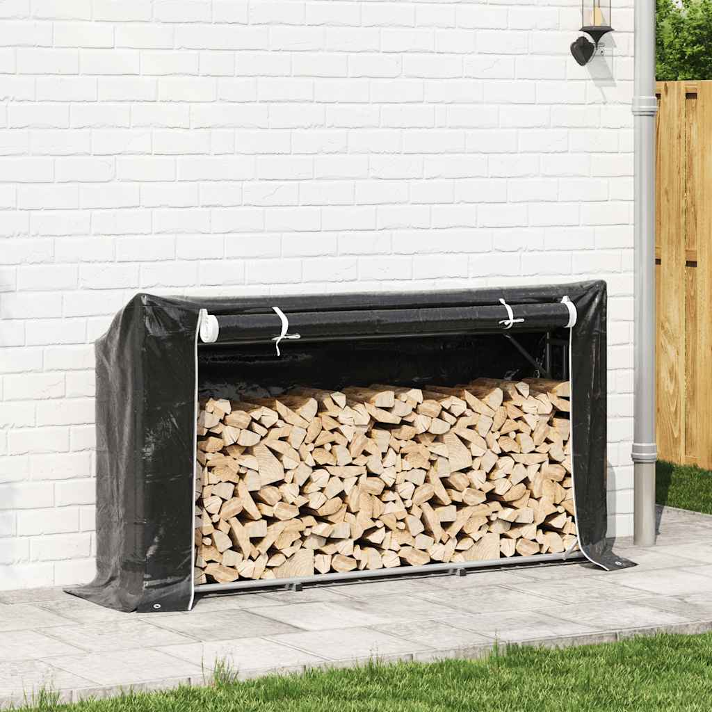 Vidaxx support à bois de chauffage avec housse de pluie 200,5x41x110,5 cm en acier