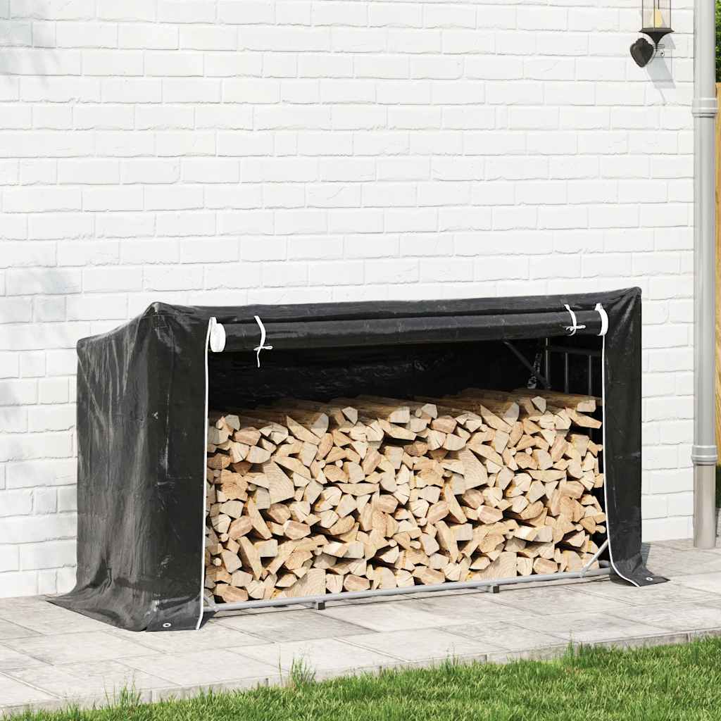 Vidaxx support à bois de chauffage avec housse de pluie 200,5x60,5x110,5 cm en acier