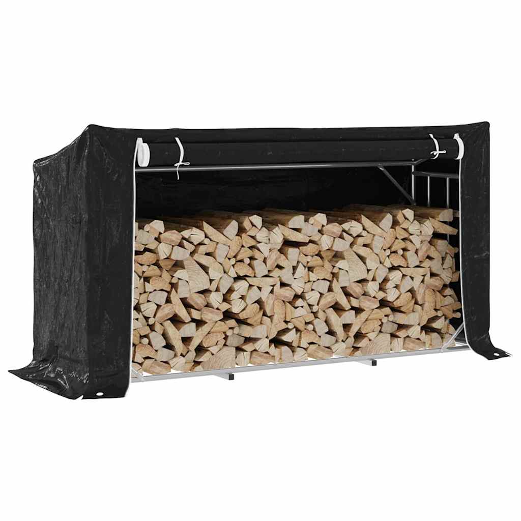 Vidaxx support à bois de chauffage avec housse de pluie 200,5x60,5x110,5 cm en acier