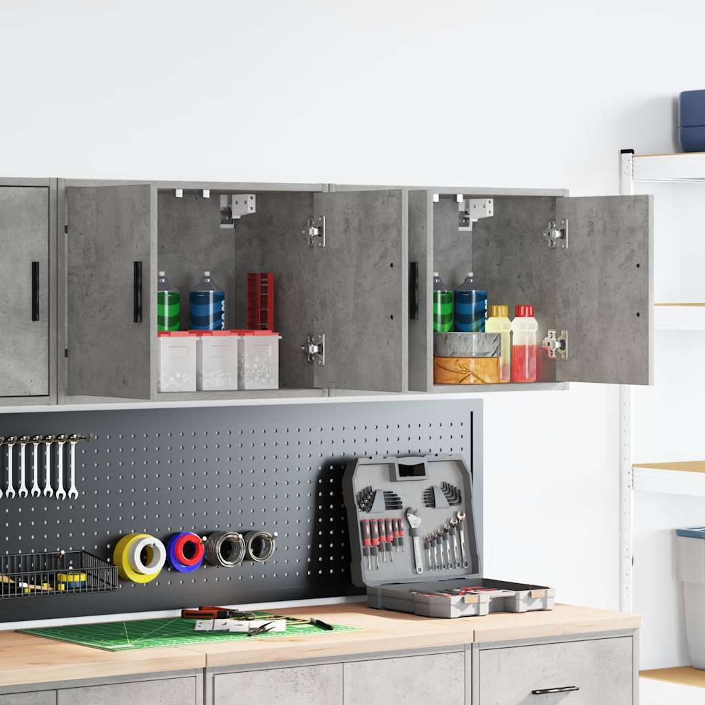 Vidaxl garagewandkasten 2 st bewerkt hout betongrijs